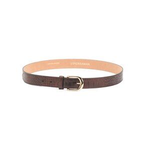 PERSAMAN NEW YORK bronze Made In Italy Leather Faux Croc Belt